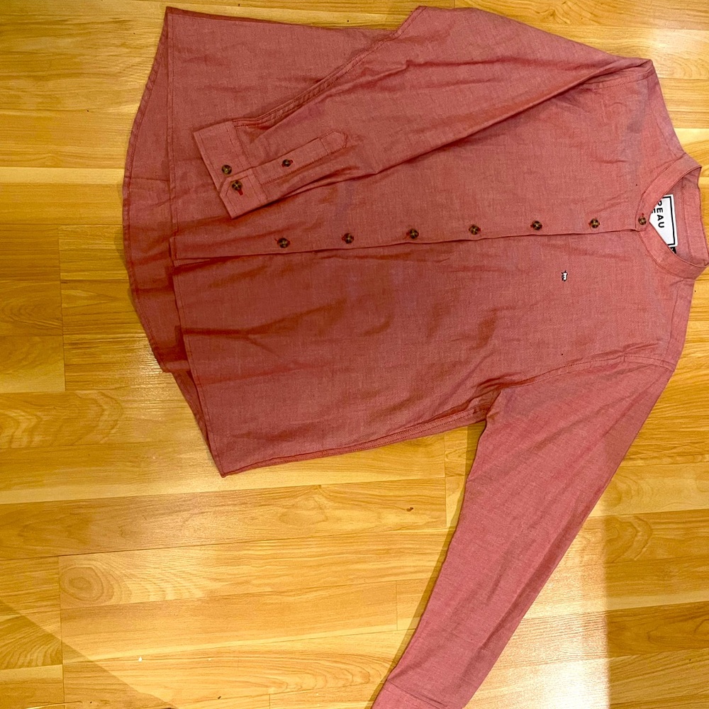Salmon pink Peau De a Loup dress shirt in a size 14. Never worn!
